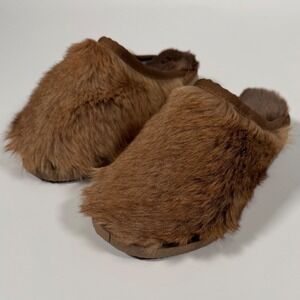 Sydney Rams Genuine Sheepskin Slippers Brown Furry Boho Gorpcore Luxury S 6 7